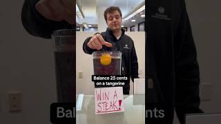 Tangerine quarter challenge at the office #lemon #tangerine #orange #mango #money