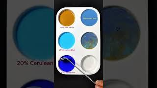 Create 3 colors from 3 colors Raw Sienna + Cerulean Blue + Ultramarine #mix #asmr