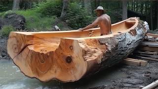 How this Survival Expert Turned a Massive Log into Amazing CANOE | by @OutbackMike