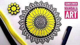 How to draw Sunflower Mandala  | Easy and Simple | Mandala art for Beginners | Step by Step