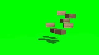 cardboard boxes fall on the floor - different animations - green screen effects - free use