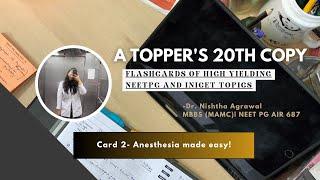 A Topper's 20th notebook| choti copy| Anesthesia made easy| Mnemonic of the day| #neetpg #inicet