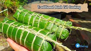 Traditional Bánh Tét Cooking | Vietnamese New Year Cake Recipe (Cylindrical sticky rice cake)