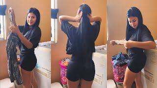 Russian hot girl change and wash the cloth tango live | Russian hot girl