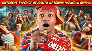 Different types of Students watching Movies in School