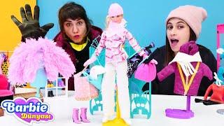 Ayşe ve Ümit ile Barbie oyunları! Barbie için kışlık kıyafet alıyoruz! Barbie videoları