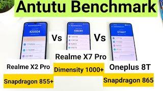 Realme x7 pro vs realme x2 pro vs oneplus 8t antutu benchmark comparison review