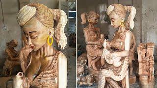 Wood Sculpture Wood carving​ Women  of wood​