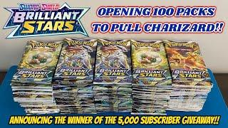 WOW! I opened 100 PACKS of BRILLIANT STARS to try to PULL ALT ART CHARIZARD!! + GIVEAWAY!!