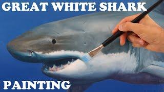 Shark painting - painting a great white shark in oils photo-realistic - tutorial