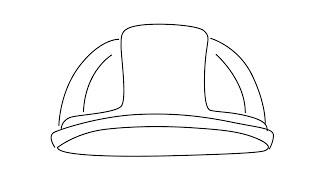 How to draw builder helmet step by step for beginners