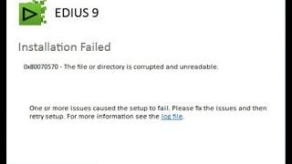 how to  edius 8 installation error