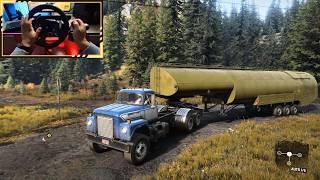 Delivering a Heavy Fuel Tanker to the factory - Fleetstar F2070A - SnowRunner | Logitech g29