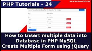 How to Insert multiple data into DB in PHP MySQL | Create Multiple Form using jQuery | PHP Tuts - 24