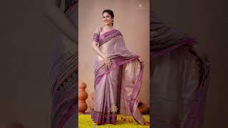 South Charm Tissue Cotton Saree with Traditional Border #sutisancha