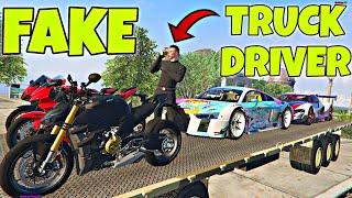 I became a FAKE "TRUCK DRIVER" to steal SPORTS CAR in GTA 5 RP