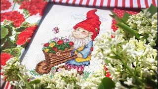 Гномик Садовый -  вышивка - МПСтудия Жар-Птица / Crossstitch Garden Gnome