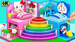 Make Hello Kitty House with Cute Cat Bedroom, Blue Room for Doraemon from Clay | DIY Miniature House