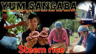 Yum sangaba gi mathel mei chatle  steem rice  Maring traditional cooking style