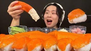 [ASMR] Eat sashimi and sushi using 1kg of salmon! ️