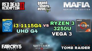 Ryzen 3 3250U Vega 3 vs (i3 11th Gen 1115G4) Intel UHD Graphics G4 Gaming Test ! 2021