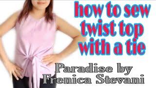 Twist top with a tie / how to sew / channel jahit / belajar jahit / sewing Chanel / sewing tutorial