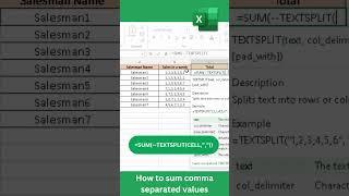 Excel Shortcut 95 - How to sum comma separated values #excelformula #exceltech #powerautomate