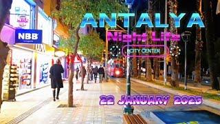 Antalya City Center NightLife  Walking Tour 22 Jan 2025 #antalya #downtown #nightlife #citytour