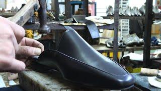 Loafer Shoes Making Process. Korean Shoemaker with 50 Years of Experience