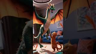 cat and dragon make friends#cat #cute #kitten #dragon #friend #youtubefeeds #viralvideo