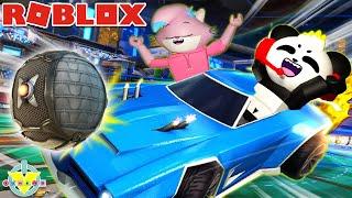 Rocket League with Race Cars!! Lets Play Roblox Blocky League! Alpha Lexa VS Combo Panda