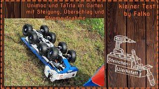 Unimoc und TaTrla im Garten | Steigung | Fahren | Überschlag | Stromaufnahme