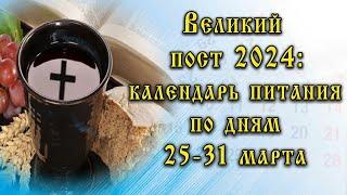 Великий пост 2024: 25-31 марта. Календарь питания. Что делать, если нарушил правила Великого поста.