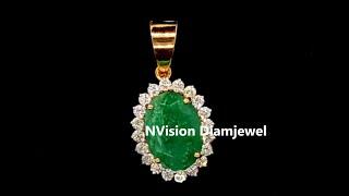 Precious Green Emrald Natural Diamond Pendant