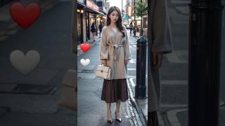 AI Lookbook Quickness Test #78 - Street Beige Coat + White T-shirt + Brown Skirt Female Model l Game