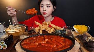 SUB)Tteokbokki Sundae Deep-fried Squid (Feat. Mini Gimbap) Mukbang ASMR Korean Eating Sound