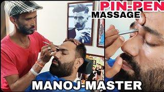 PIN-PEN️ Head massage | Cracking BY MANOJ MASTER | INDIAN BARBER | ASMR