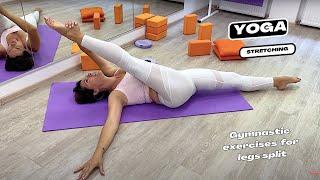 Gymnastics Stretching Splits legs. Yoga workout