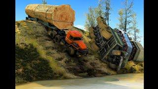 Log truck driver skills through muddy roads | Spinteres Mudrunner