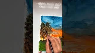 Watercolour sunset  #sunset #painting #art #diy #watercolor #artist #satisfying  #aesthetic