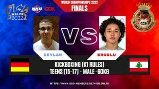 K1 Male Teens -60kg ERGOLU (GER) vs CEYLAN (GER) || GCO/WKU WORLD Championships 2022