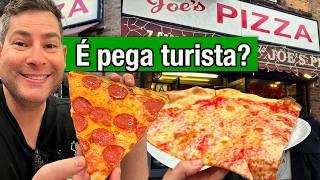 Pizza e Luzes de Natal em Nova York