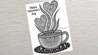 Valentine's Day Special Drawing | How to Draw Mandala Art for Beginner Step-by-Step | Cup and Saucer