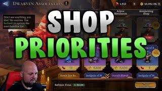 Dwarven Association Priorities!  What to Buy in the Different Shops!  Watcher of Realms