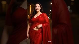 Red Saree Elegance – AI Desi Beauty Glowing at Night!  #sareefashion