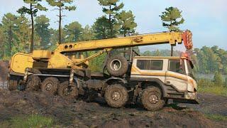 Spintires SnowRunner - Azov 73210 Crane - Trailer Maintainer Service  - Test Drive Offroad