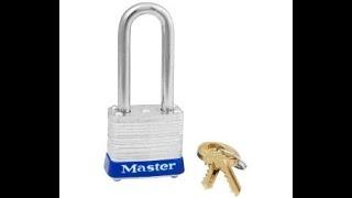 Master Lock 7KALF P493 Laminated Steel Pin Tumbler Padlock 1   1 8 Wide 1   1 2 Tall Shackle Keyed A