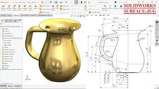 SolidWorks Surface Tutorial-Jug (Revolved Surface, Swept Surface, Trim Surface)