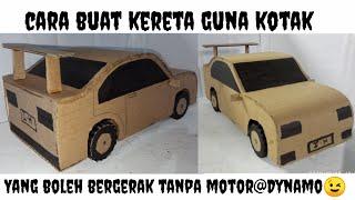 cara buat kereta guna kotak | rubber band powered cardboard car