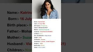 Beautiful Actress Katrina Kaif Biography #viral #youtubeshorts #shortvideo #shorts